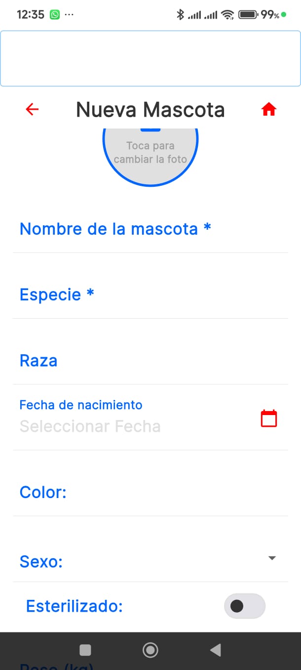 Añadir nueva mascota