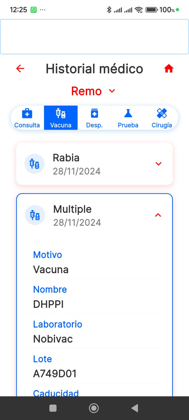 Historial médico de la mascota